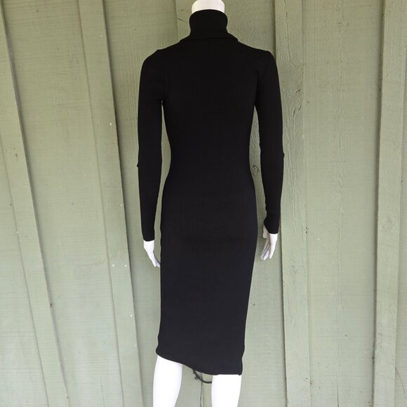 ANTONIO MELANI Black Knit Ribbed Turtleneck Dress XS - Picture 3 of 4